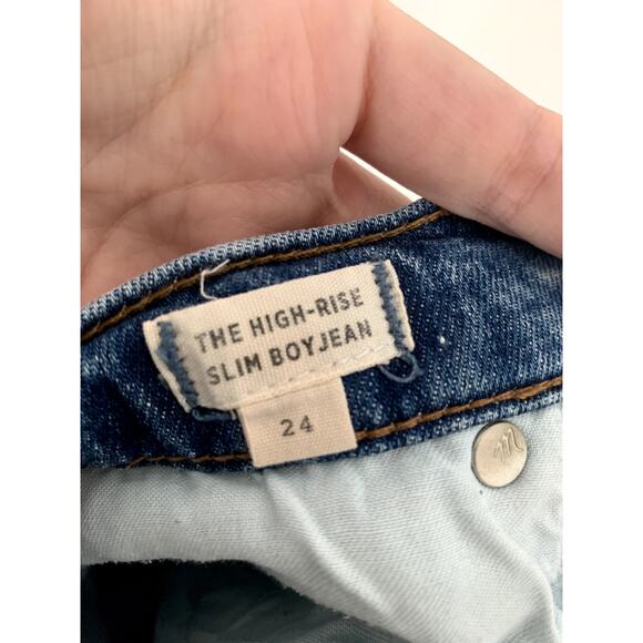 Madewell The High-Rise Slim Boyjean Distressed Step Hem Jeans Size 24 - Picture 8 of 8